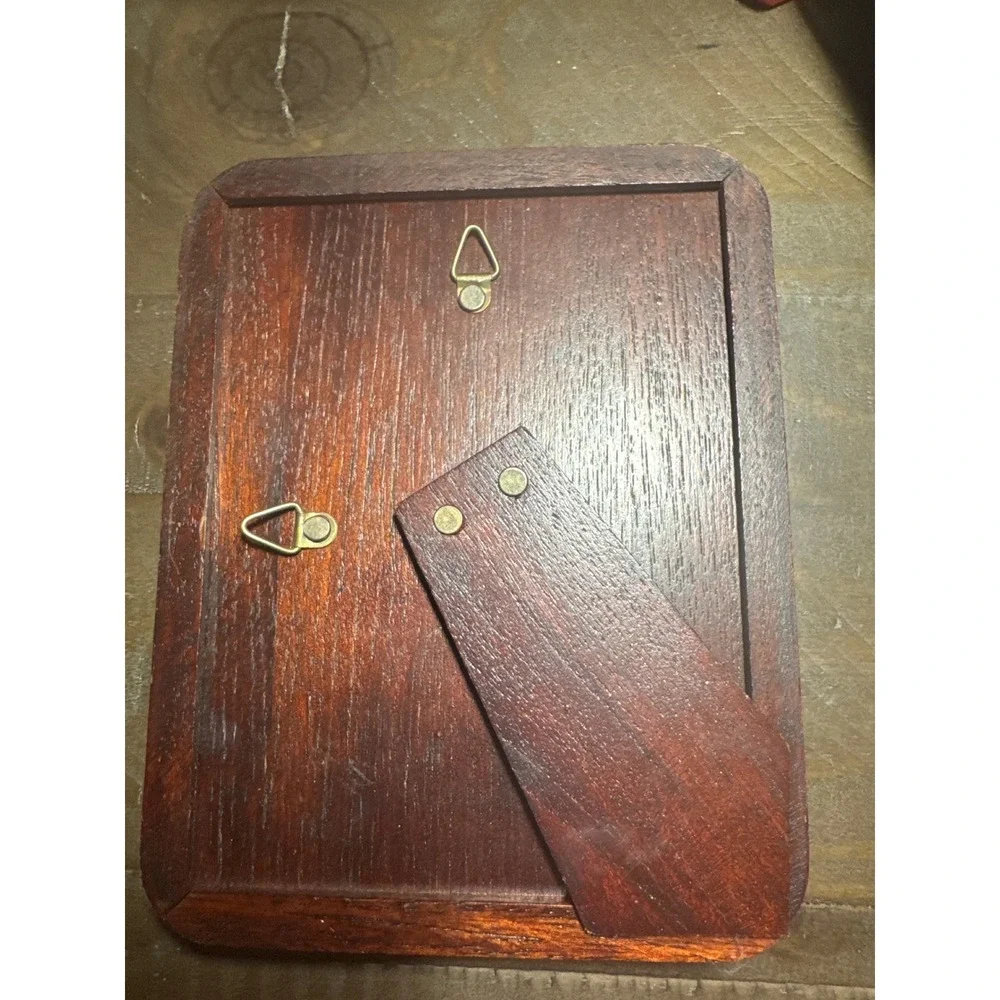Vintage Mahogany Wood Picture Frame Gold Trim Small Portrait 5x6.5 Tabletop Wall
